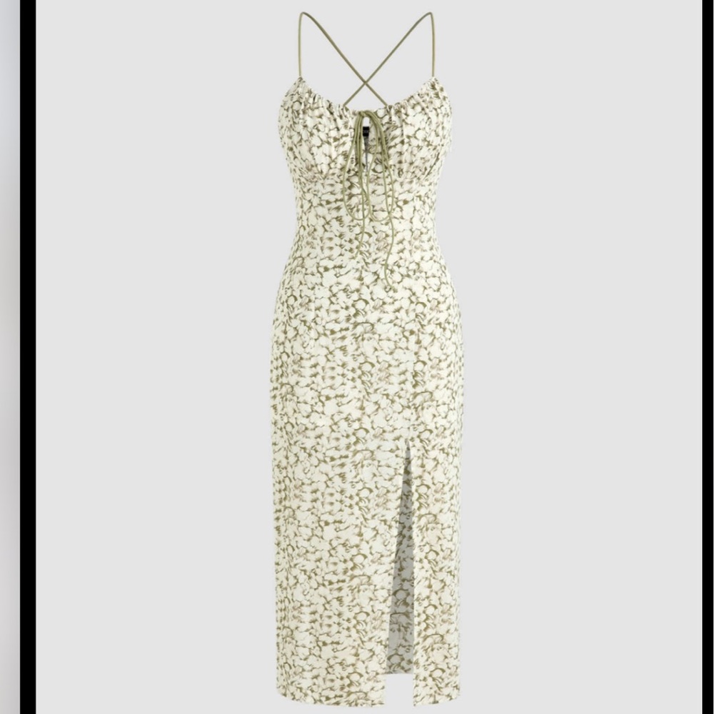 Floral Slit At Side Midi Dress